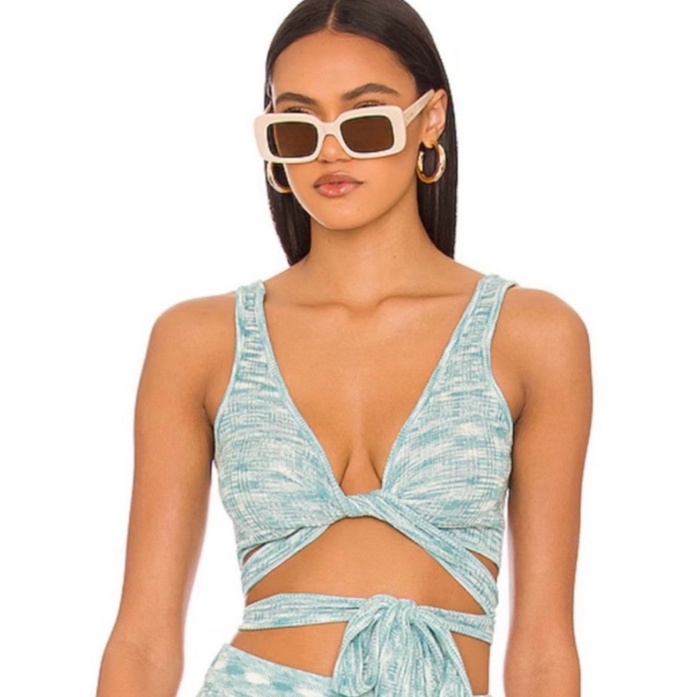 NEW L*SPACE SOLD OUT Zephyr Wrap Top in Poolside (Blue) Size Medium NWT - Picture 3 of 8